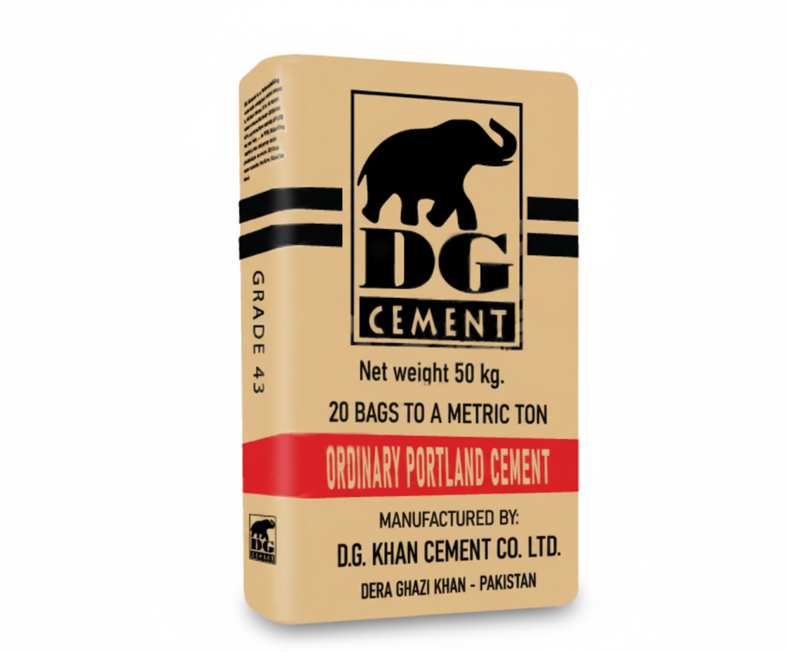 DG Khan Cement OPC (Ordinary Portland Cement), premium high-strength cement for concrete, plaster, masonry, and infrastructure construction in Pakistan.