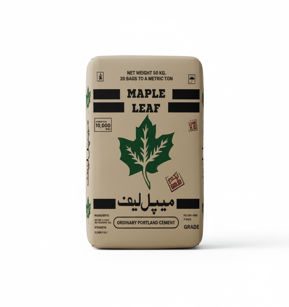 Maple Leaf Cement OPC (Ordinary Portland Cement), premium quality cement for concrete, plaster, masonry, and large-scale infrastructure projects in Pakistan.