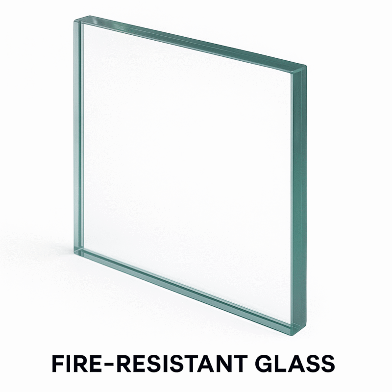Fire-Resistant Glass – heat-resistant and safety-rated glass for fire doors, windows, and partitions in construction.
