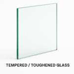 Tempered Safety Glass (Toughened Glass) – strong, durable glass panel for windows, doors, partitions, and facades in construction.