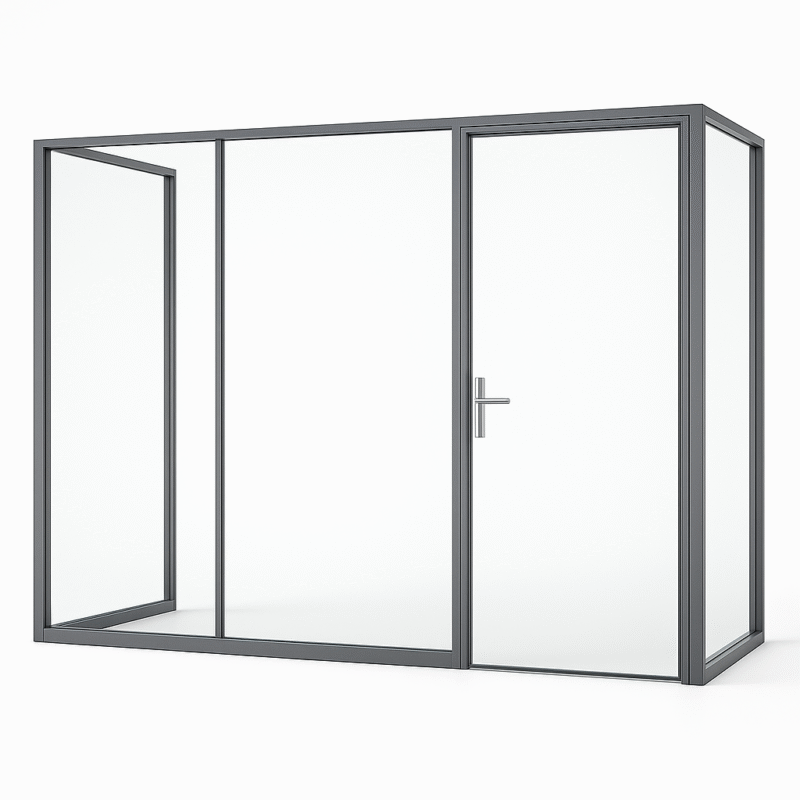 Glass Partitions – tempered or laminated safety glass dividers for offices, commercial spaces, and modern interiors.